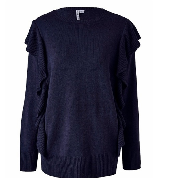 SIMPLY BE. CAPSULE RUFFLE KNIT SWEATER - NAVY SIZE LARGE (NEW WITH TAGS) - Picture 2 of 5